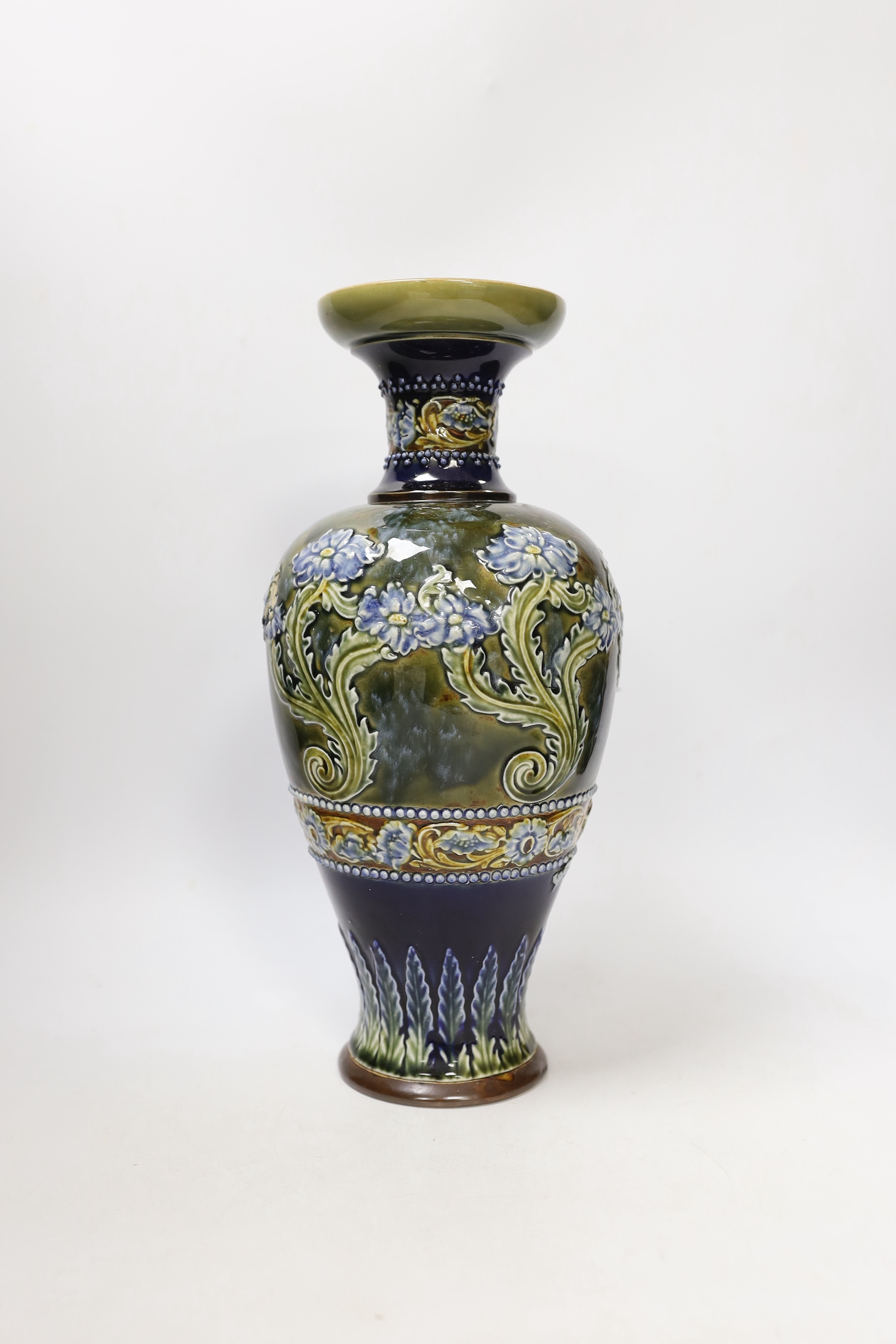 A Doulton Lambeth stoneware vase, 34cm